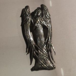 Art Deco Dark Angel Sterling Silver Brooch Pendant